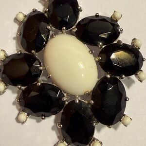 Elsa Schiaparelli vintage black and while cabochon brooch
